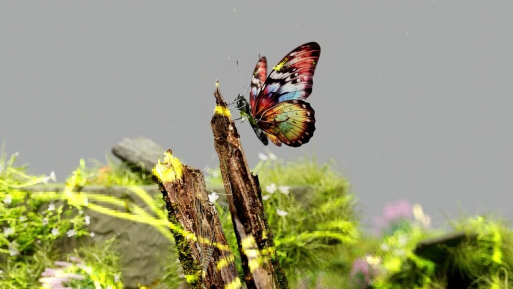 Butterfly on a broken branch